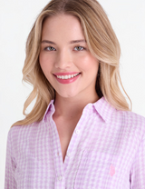 LONG SLEEVE HALF PLACKET GINGHAM SHIRT 216598-RA00A