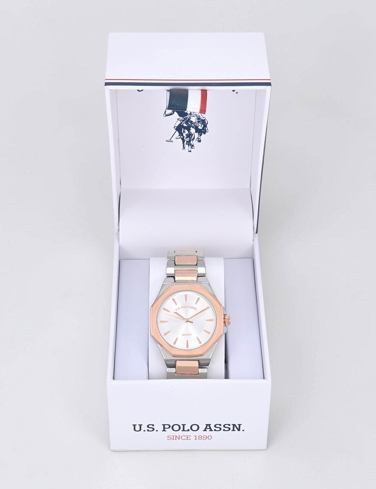 LADIES TWO TONE LINK ANALOG WATCH,USC40728UO-0000A