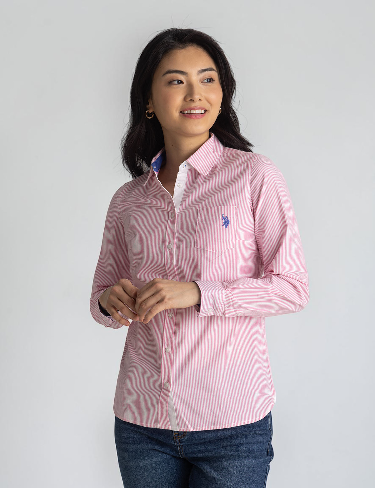 STRIPED POPLIN LONG SLEEVE SHIRT 214975-8900A