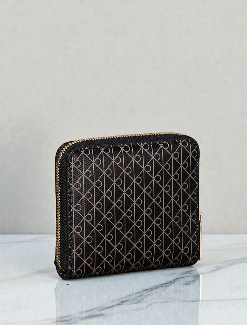C.K Allover Monogram Square Zip Wallet