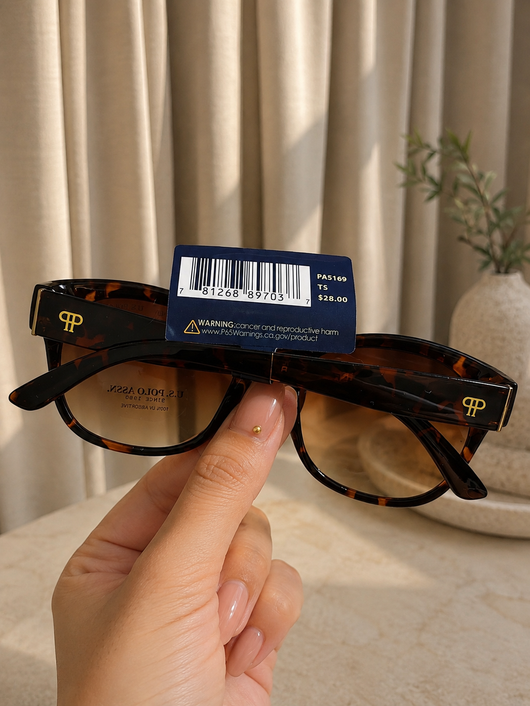 Immediate US Polo LADIES TEMPLE WAYFARER SUNGLASSES Serial PA5169