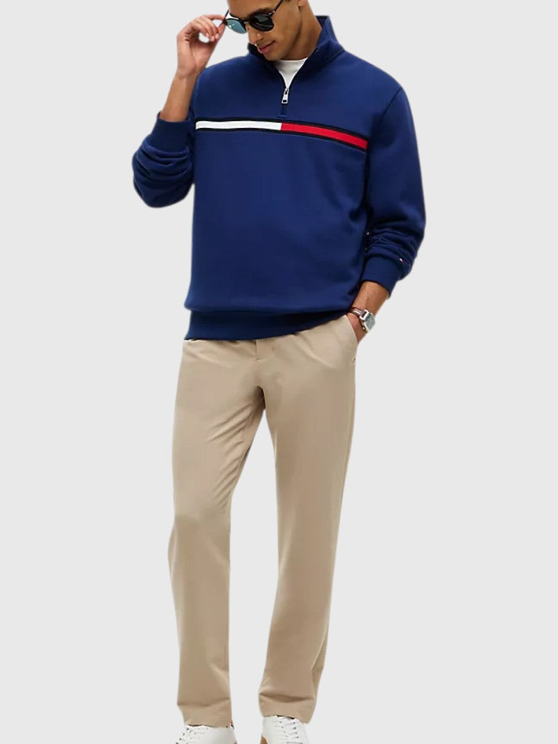 TOMMY HILFIGER Flag Stripe Logo Quarter-Zip Sweatshirt , XM08960-P61