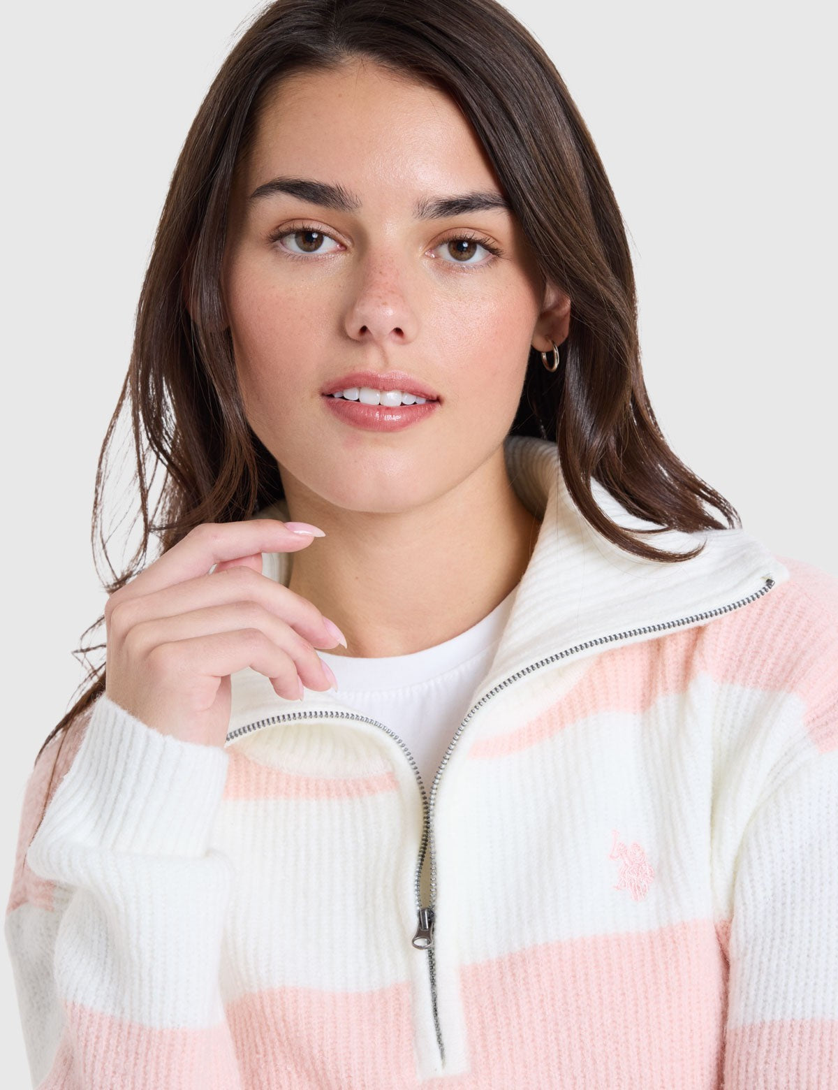 US.POLO.ASSN 1/2 ZIP RUGBY STRIPE SWEATER, 21W0017-EP00A