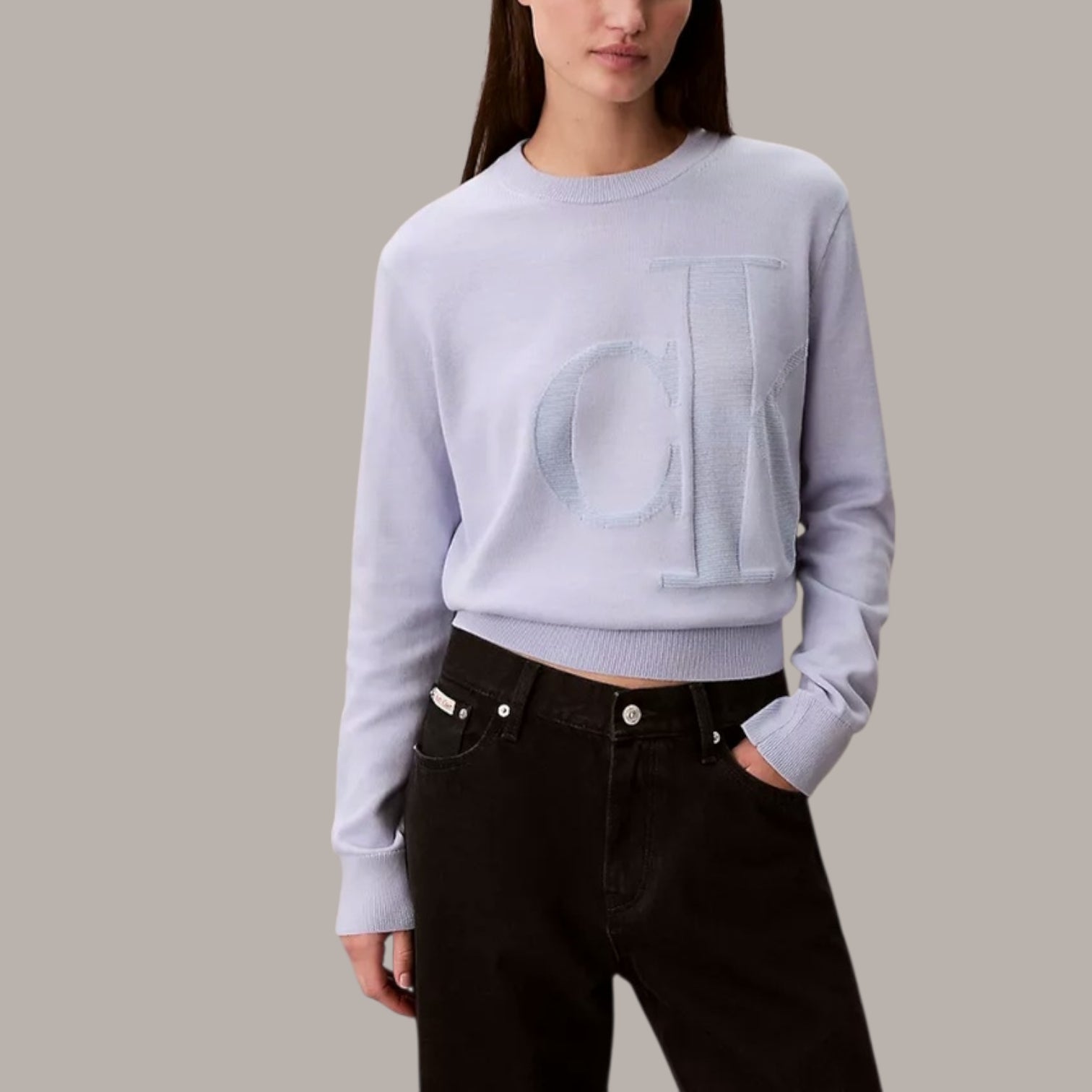 Smooth Cotton Chenille Monogram Sweater