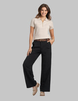 HALF ZIP PUFF SLEEVE HEATHER POLO SHIRT