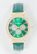 Croco Strap Crystal Watch