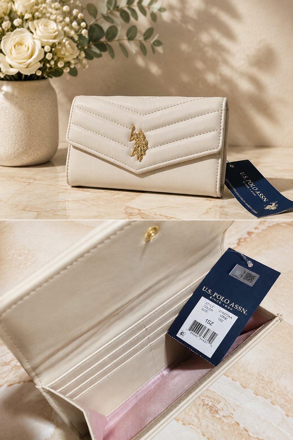 Immediate U.S Polo LARGE QUILTED FLAP WALLET 27A373