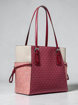 Michael Kors Voyager Large Color-Block Signature Logo Tote Bag,35S5SV6T7B