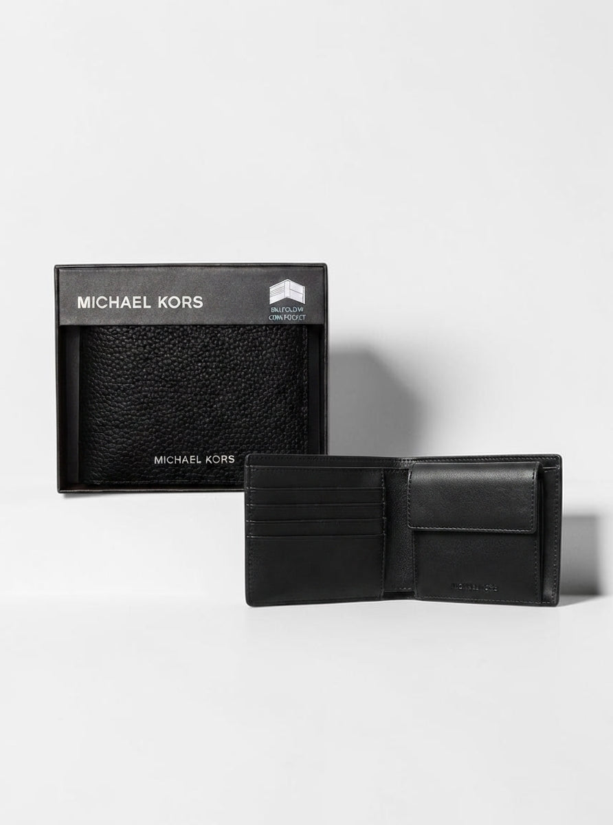 Michael Kors Cooper Pebbled Leather Billfold Wallet With Coin Pouch,36T4LCOF3L