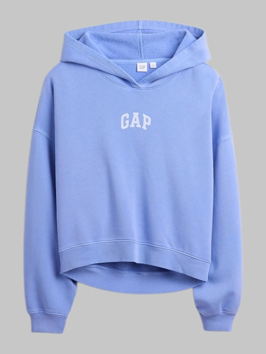 Relaxed Gap Mini-Logo Cropped Hoodie