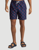 7" ALL OVER LOGO PRINT SWIM SHORTS