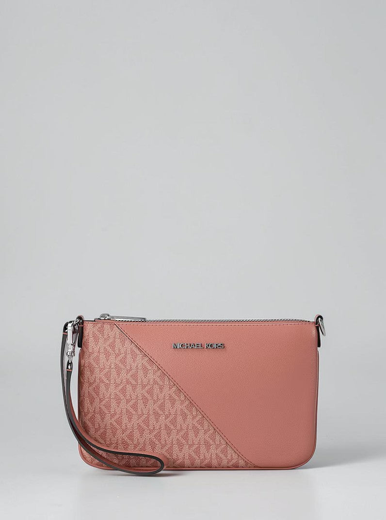 Michael Kors Jet Set Travel Signature Logo and Smooth Wristlet,35F6GTVW5V