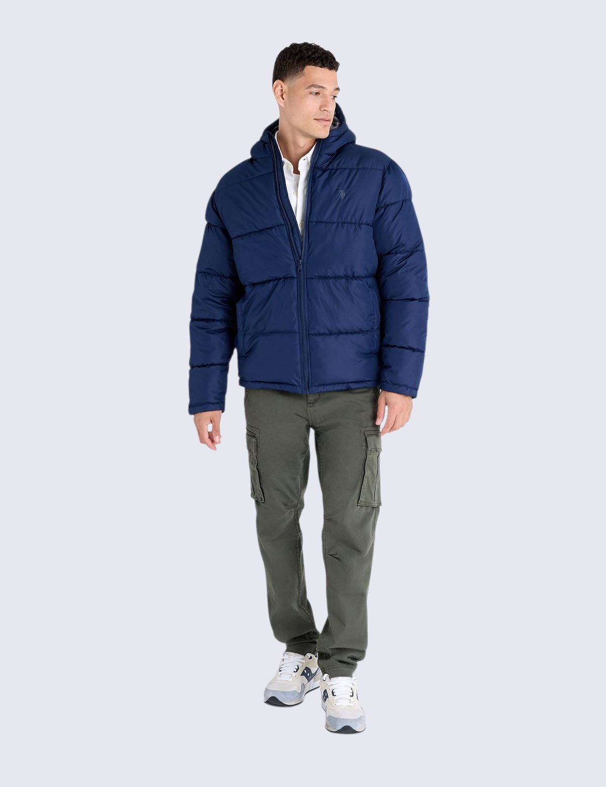 US.POLO.ASSN SOLID QUILTED CHANNEL PUFFER JACKET, 109904-P200A