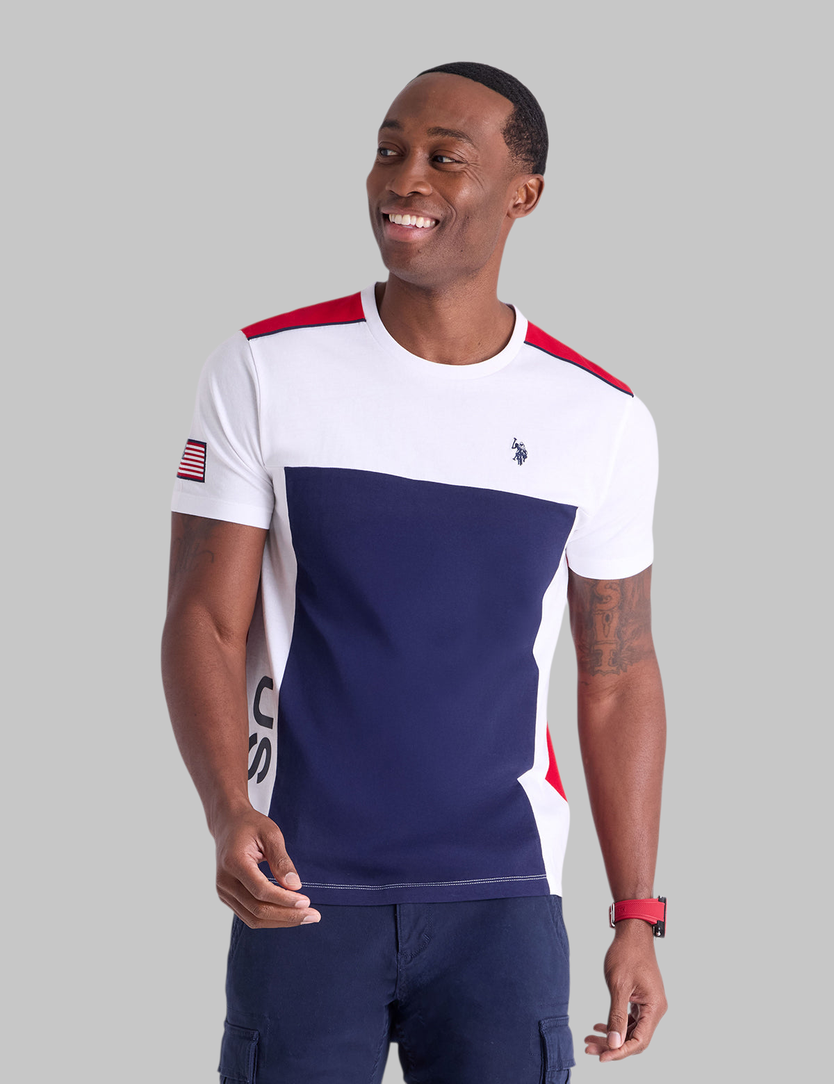 USA COLORBLOCK PRINTED JERSEY T-SHIRT