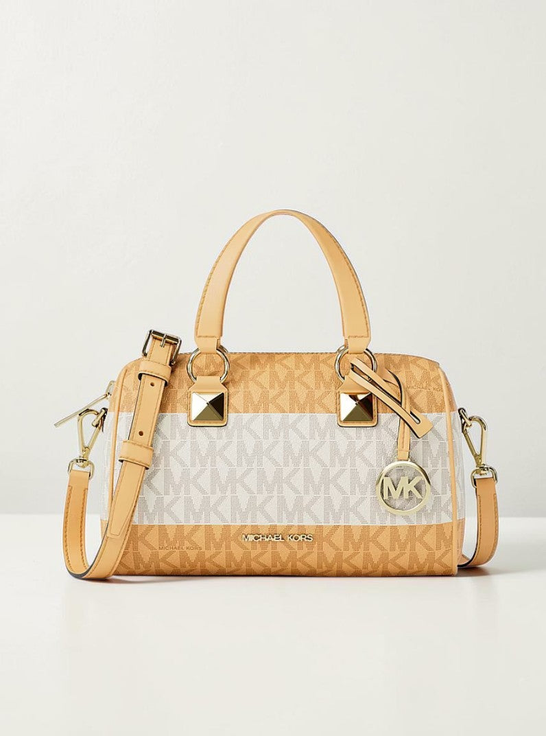 Michael Kors Grayson Striped Signature Logo Duffel Crossbody Bag,35S6GGYC5U