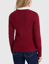 US.POLO.ASSN CABLE V-NECK SWEATER, 21W0007-EE00A