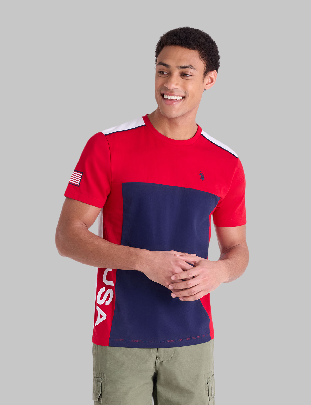 USA COLORBLOCK PRINTED JERSEY T-SHIRT