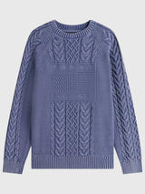 TOMMY HILFIGER Indigo Flag Logo Cable Knit Sweater,XM07586-C9T