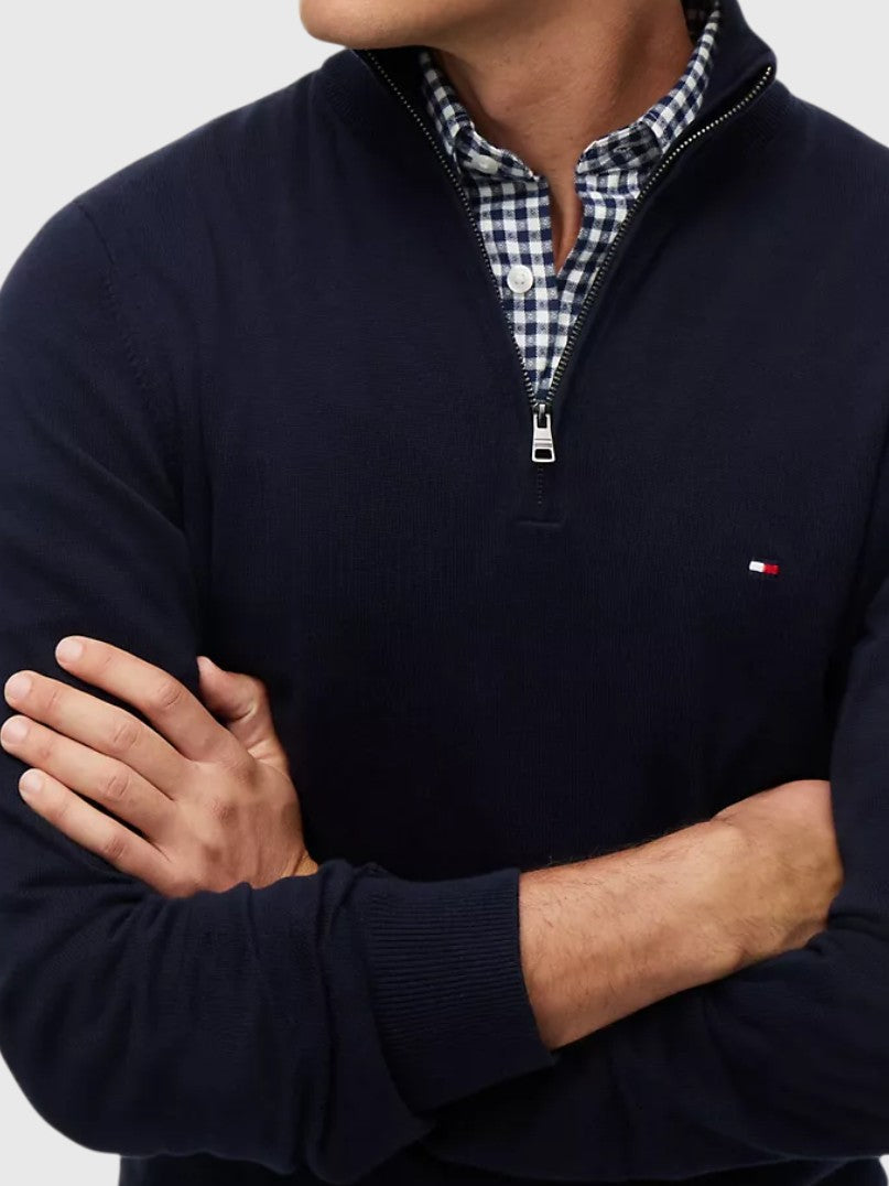 TOMMY HILFIGER Classic Quarter-Zip Sweater,78J9329-BDS