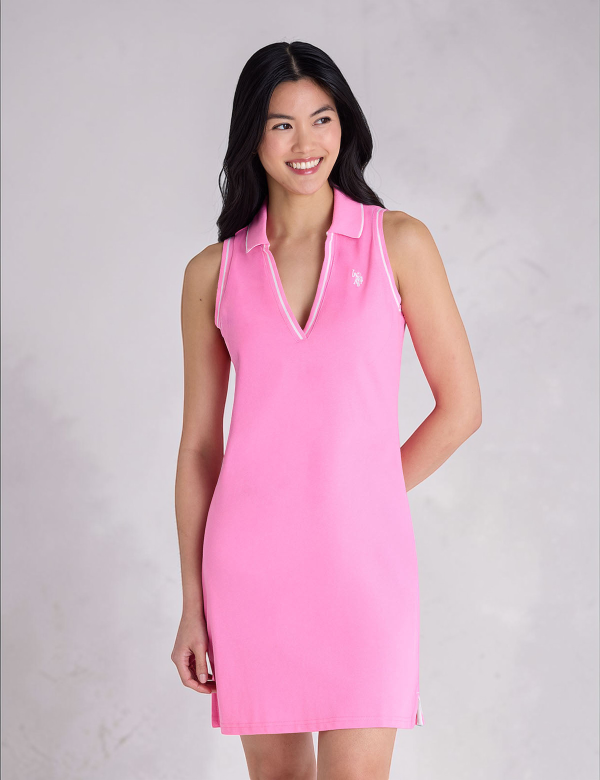 U.S Polo SLEEVELESS SPLIT NECK POLO DRESS Serial 215583-ZH00A