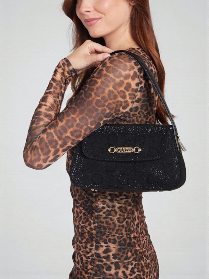 Avelina Rhinestone Logo Shoulder Bag
