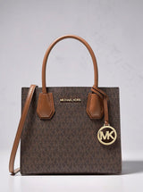 Michael Kors Mercer Medium Logo and Leather Accordion Crossbody Bag,35S1GM9M2B