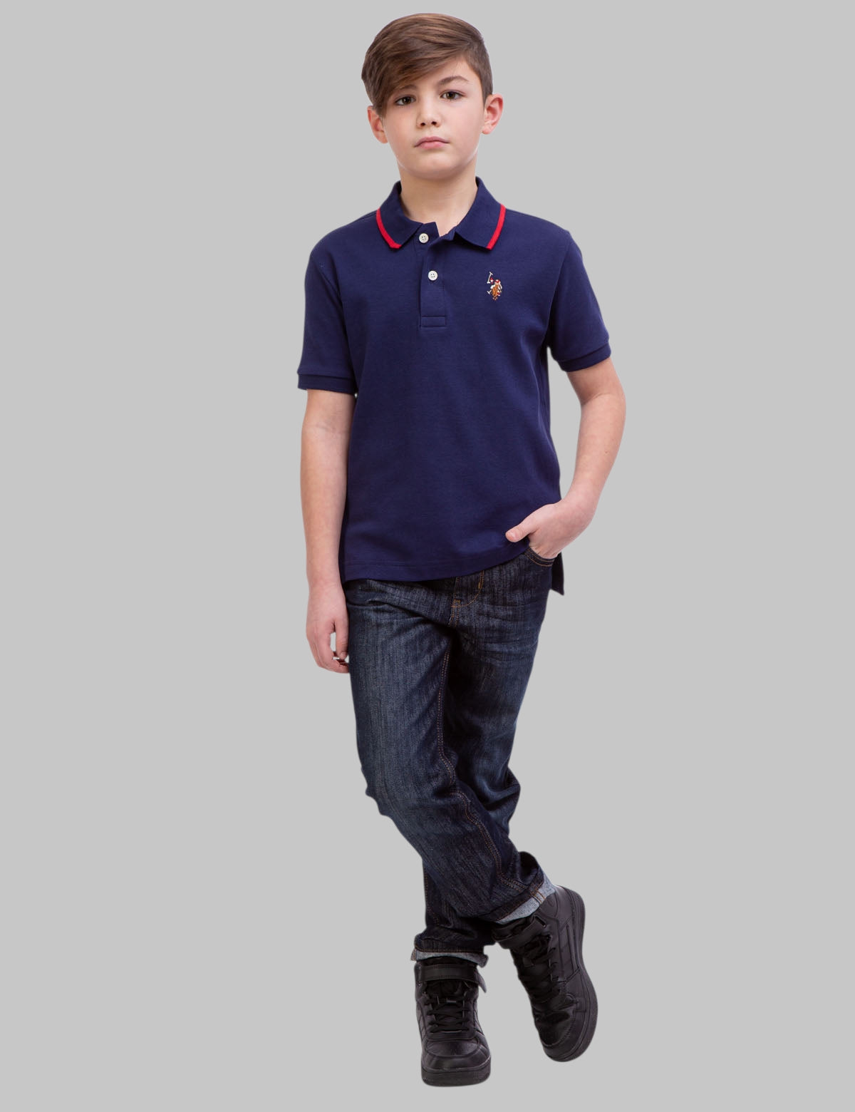 BOYS SOLID INTERLOCK POLO SHIRT