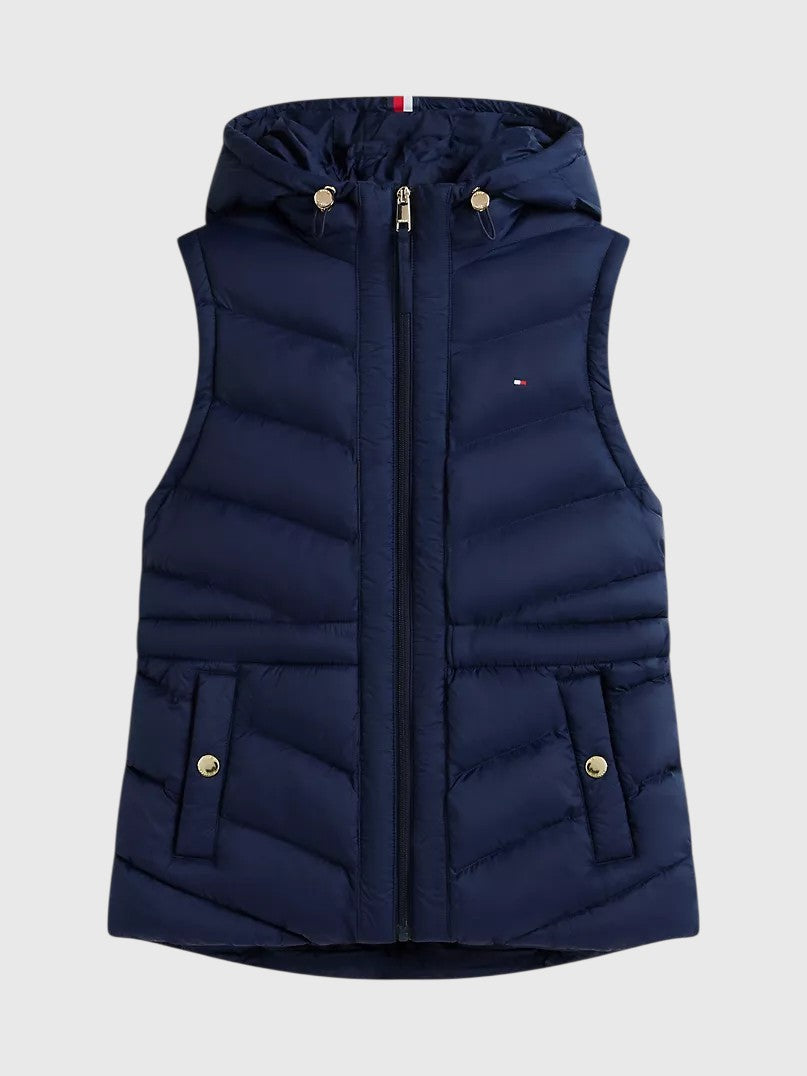 TOMMY HILFIGER Lightweight Quilted Hooded Vest,XW09417-DW5
