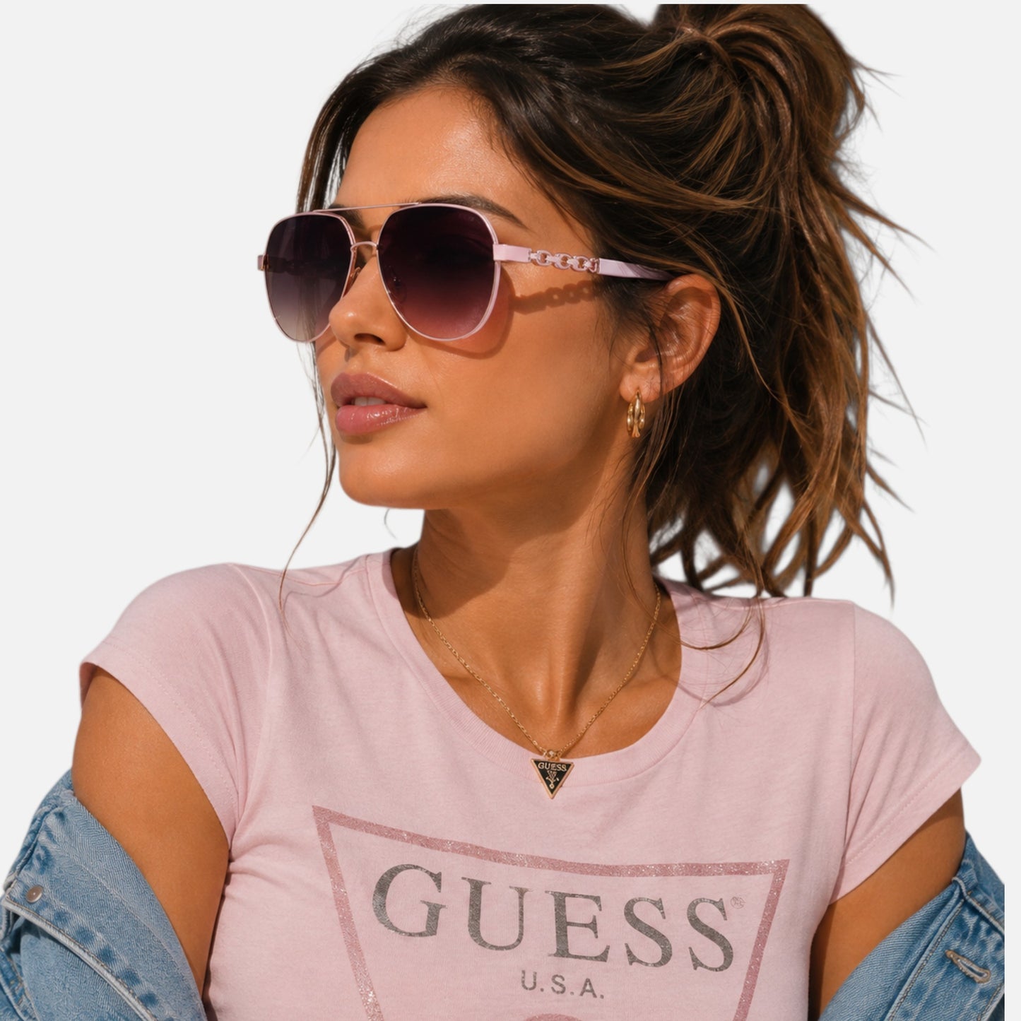 Guess Burgundy Pilot Ladies Sunglasses, GF00033
