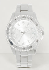 Link Bracelet Crystal Sport Bezel Watch