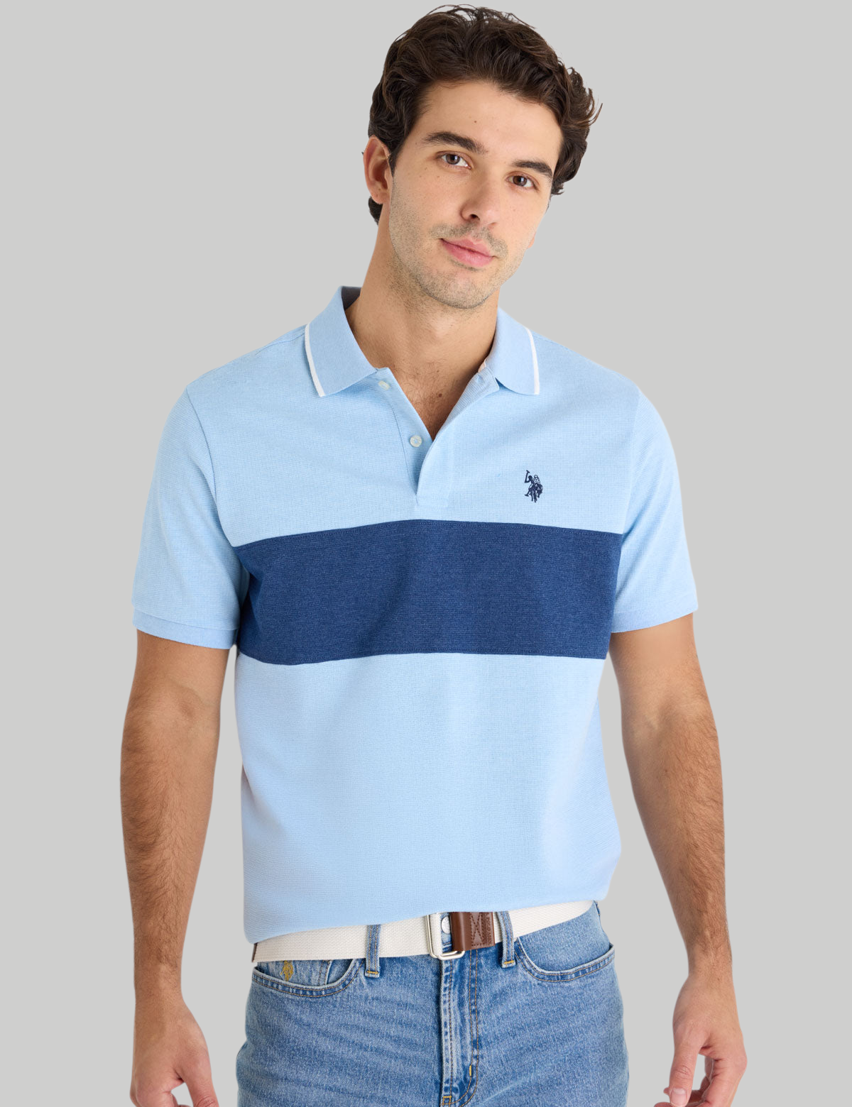 OTTOMAN KNIT COLORBLOCK POLO SHIRT