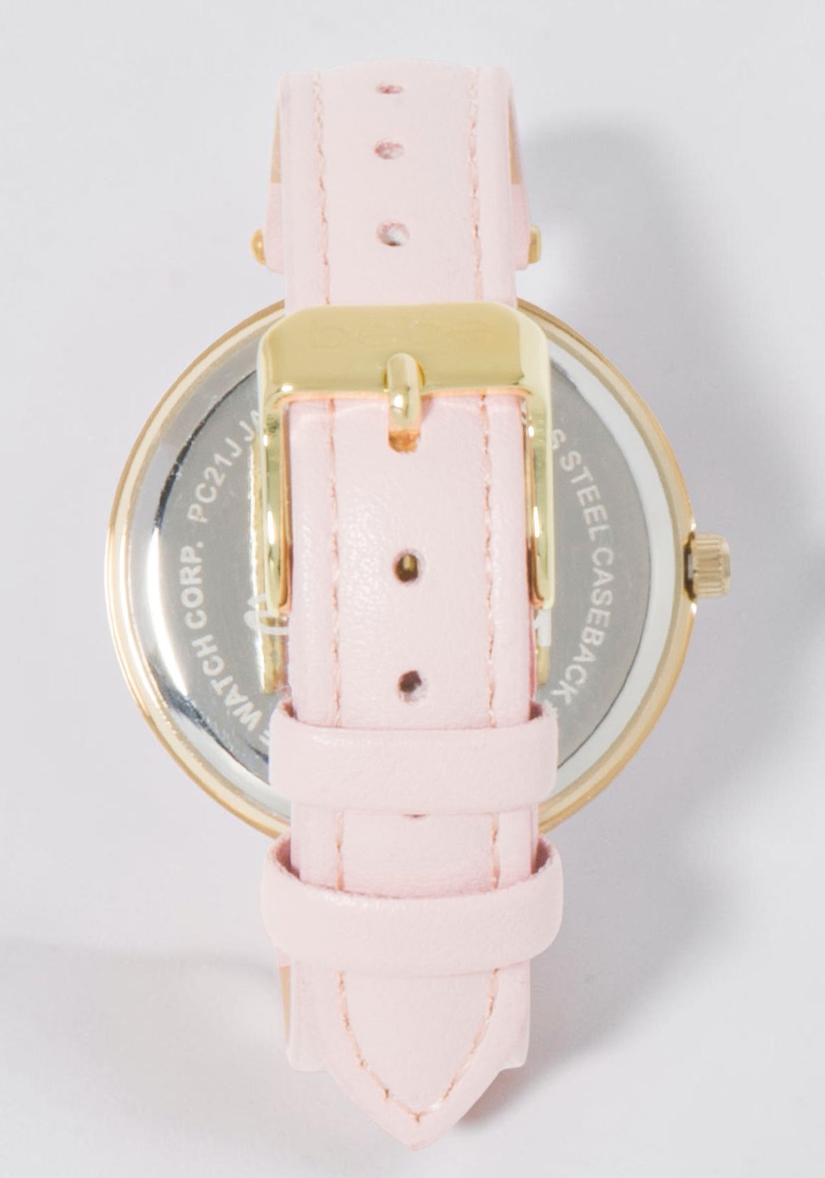 Baby Pink Strap Watch With Crystal Bezel
