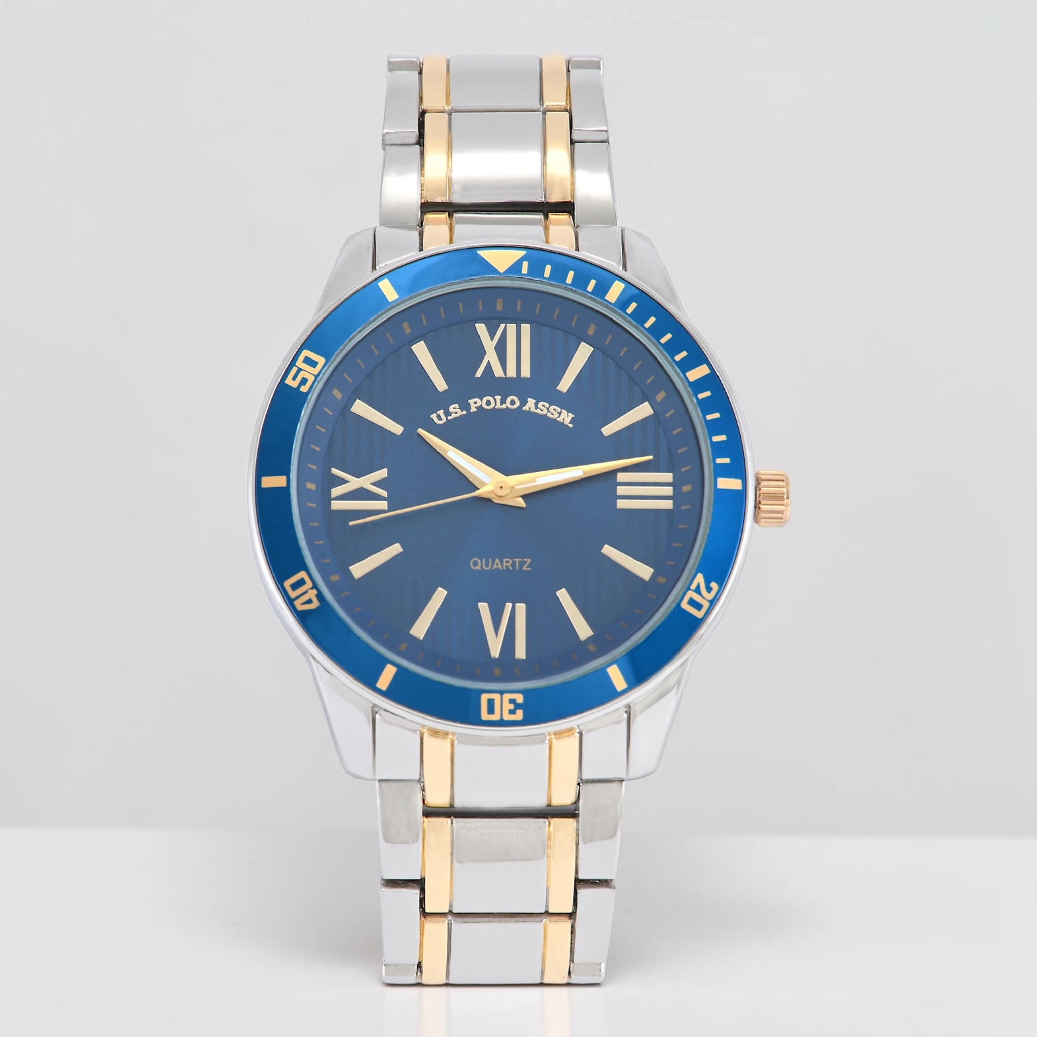 MENS SILVER LINK BRACELET WATCH,USC80772UO-0000A