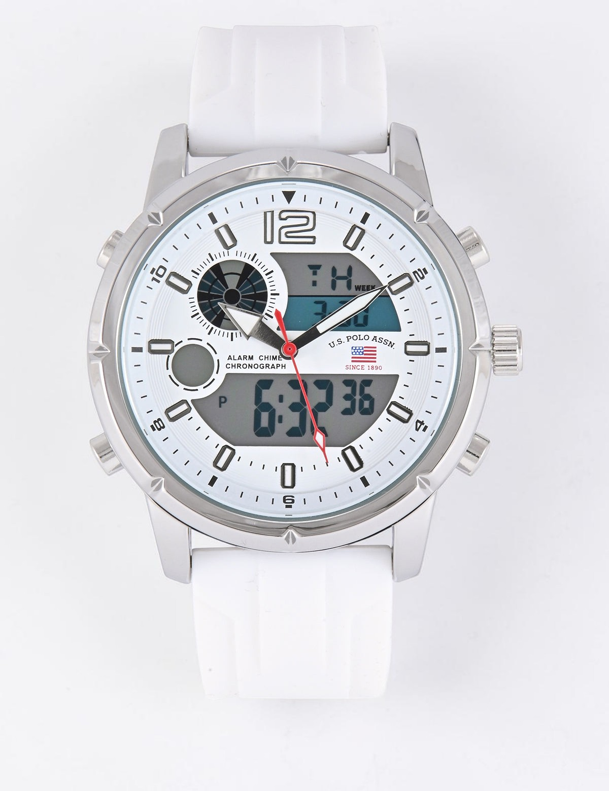 Immediate MENS MENS WHITE STRAP ANADIGI WATCH US9893UO-0000A