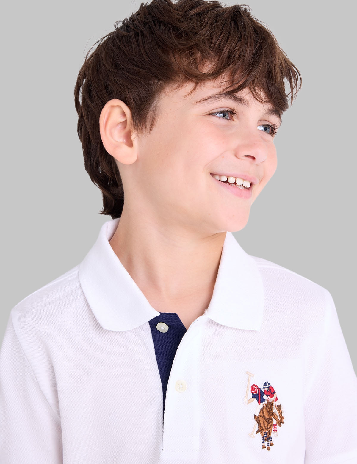 BOYS MULTI COLOR LOGO SOLID PIQUE POLO SHIRT
