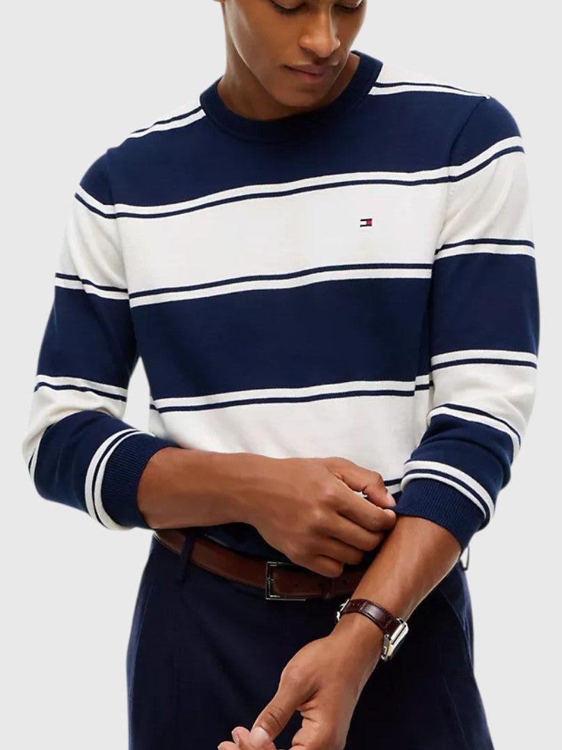 TOMMY HILFIGER Rugby Stripe Crewneck Sweater,XM07954-P61