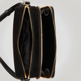 Avelina Rhinestone Logo Double-Zip Crossbody