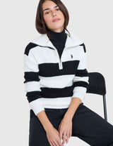 US.POLO.ASSN 1/2 ZIP RUGBY STRIPE SWEATER, 21W0017-EP00A