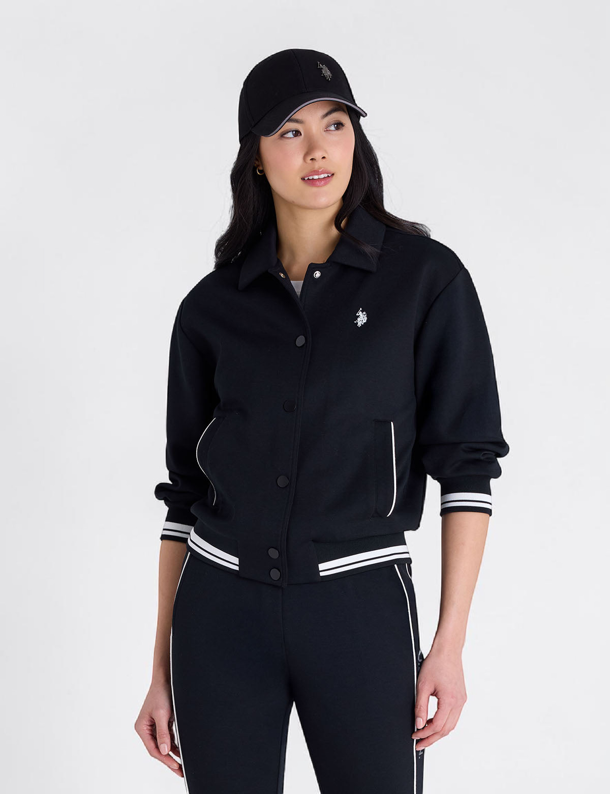 WHITE LABEL COLLAR SNAP BOMBER JACKET 2114MAN-0000A