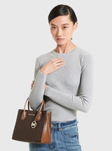 Michael Kors Mercer Medium Logo and Leather Accordion Crossbody Bag,35S1GM9M2B