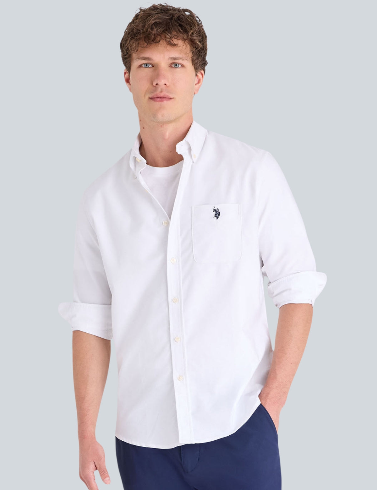 SOLID STRETCH POPLIN LONG SLEEVE SHIRT
