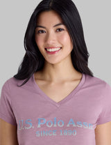 OMBRE V-NECK STRONE PRINT T-SHIRT,21T0090-2J00A