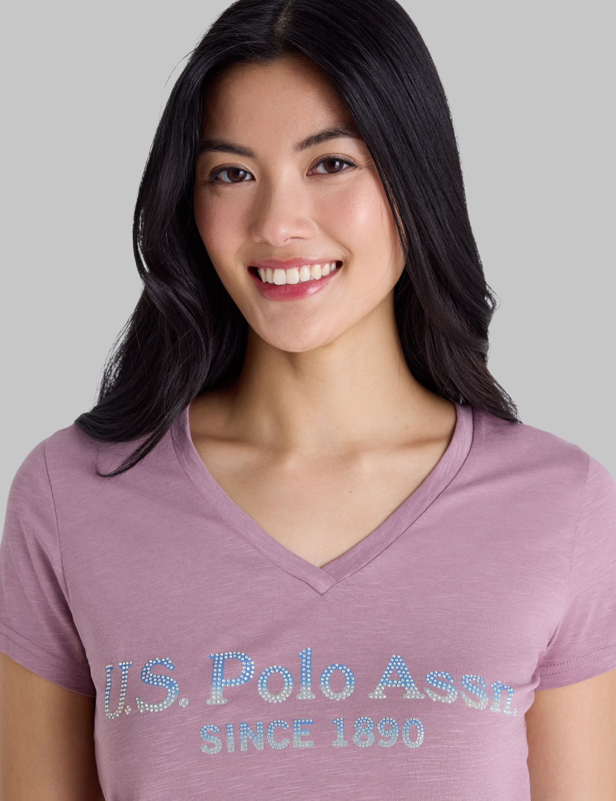 OMBRE V-NECK STRONE PRINT T-SHIRT,21T0090-2J00A