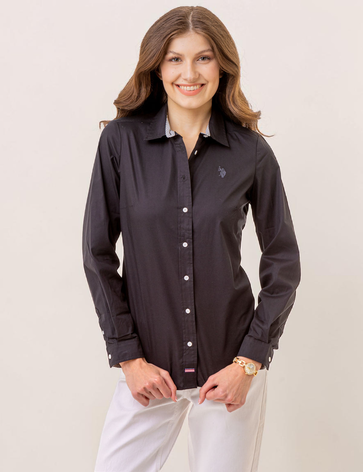 SOLID STRETCH POPLIN SHIRT 215187-8900A