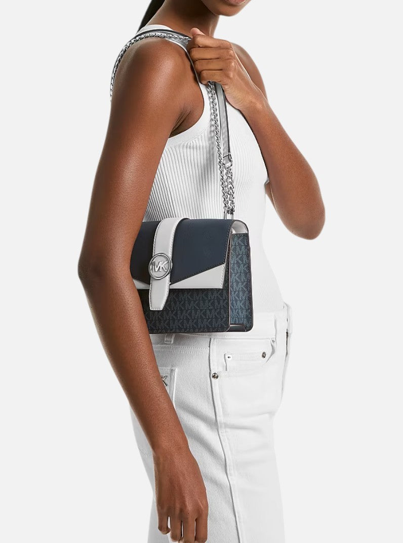 Michael Kors Greenwich  Color-Block Signature Logo Crossbody Bag,35S5SGRC1B