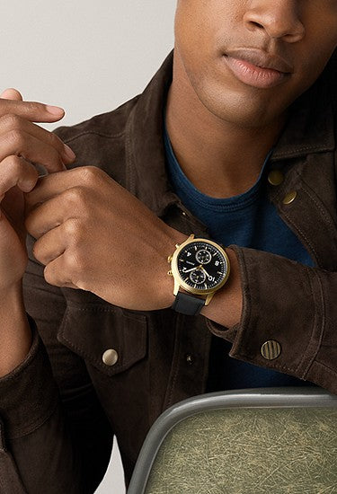 Bennett Multifunction Black Leather Watch