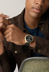 Bennett Multifunction Black Leather Watch