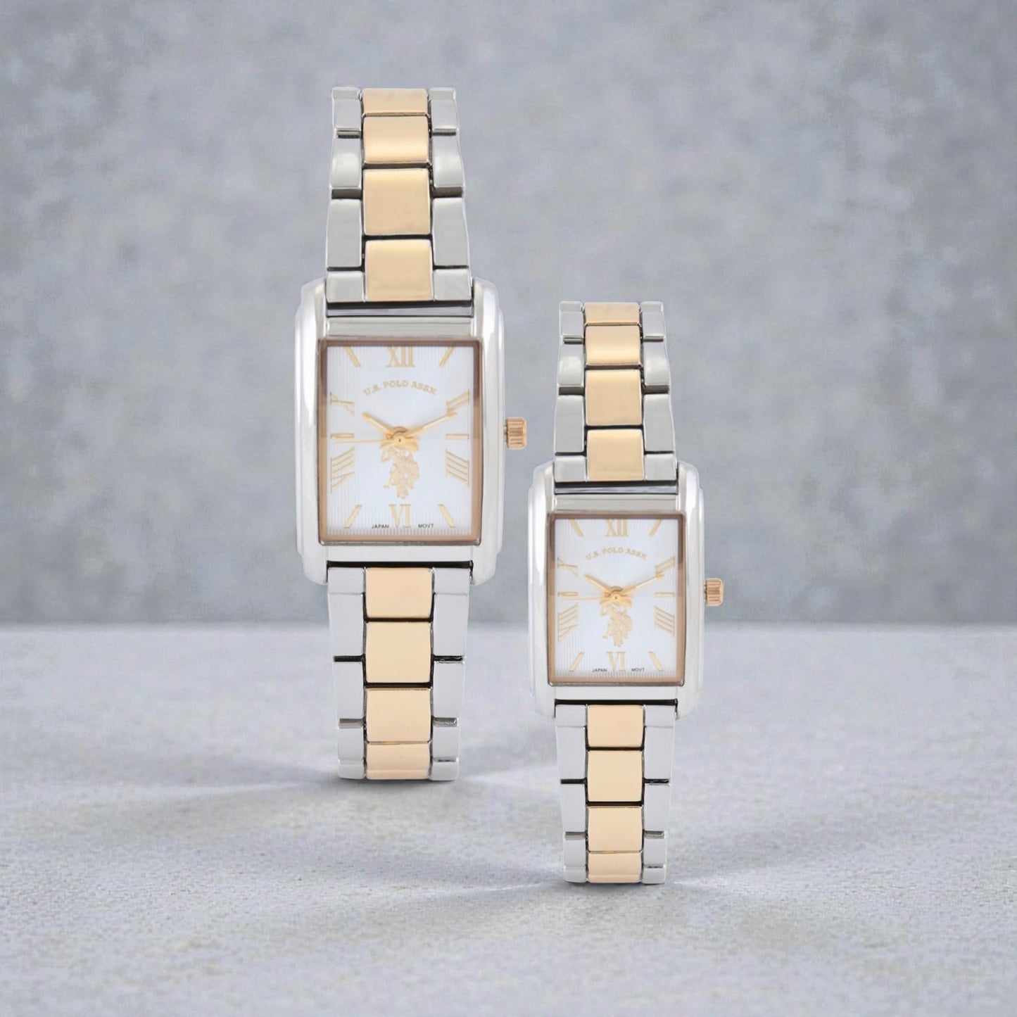 Immediate HIS AND HERS TWO TONE SQUARE WATCH SET،USC2658UO