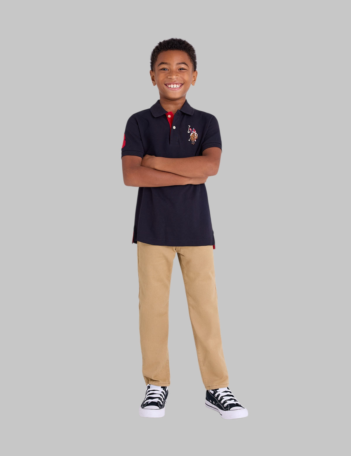 BOYS MULTI COLOR LOGO SOLID PIQUE POLO SHIRT