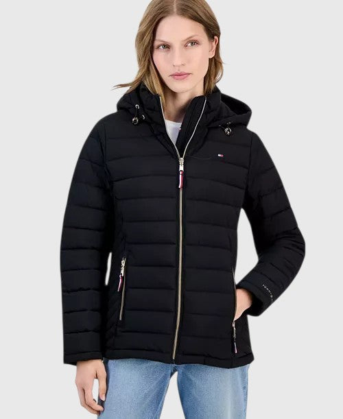 TOMMY HILFIGER Women's Hooded Packable Puffer Coat